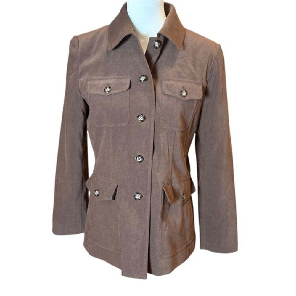 Talbots Brown Collared Utility Jacket with Button Front - Size 6P